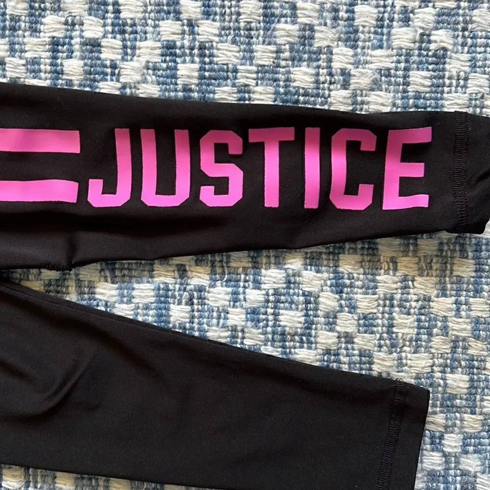 Justice Girls Sz 6 Distressed Black & Pink Leggings